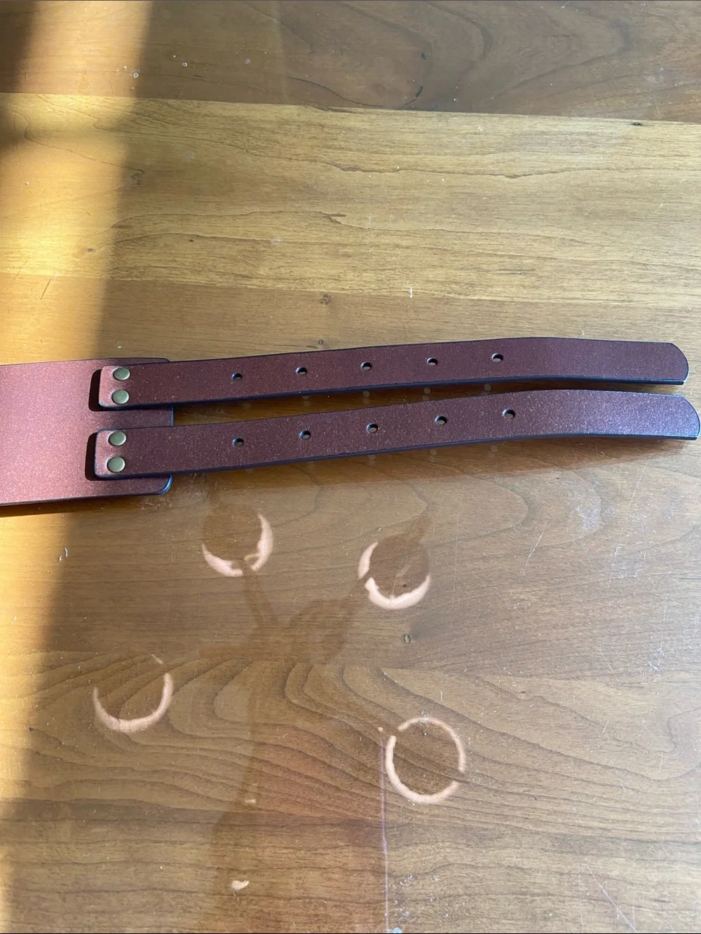 Leather Double-Buckle Brown Belt   Attractive and Comfortable. M
